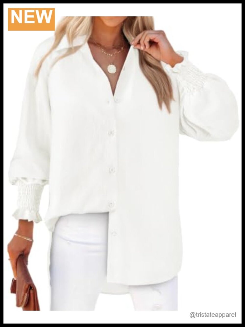 Women's Striped Long Sleeve Button Down Shirt Smocked Cuff Oversized Boyfriend